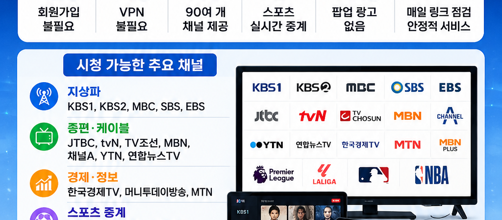 무료티비 실시간 시청 – 공짜티비 추천 사이트 한국티비.com